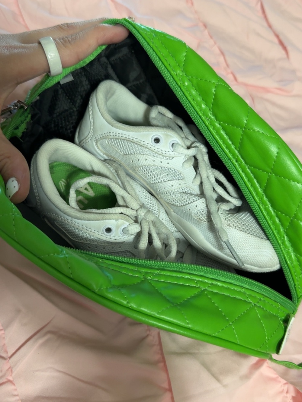 Varsity White Kids Sneakers with Green Insole Accent